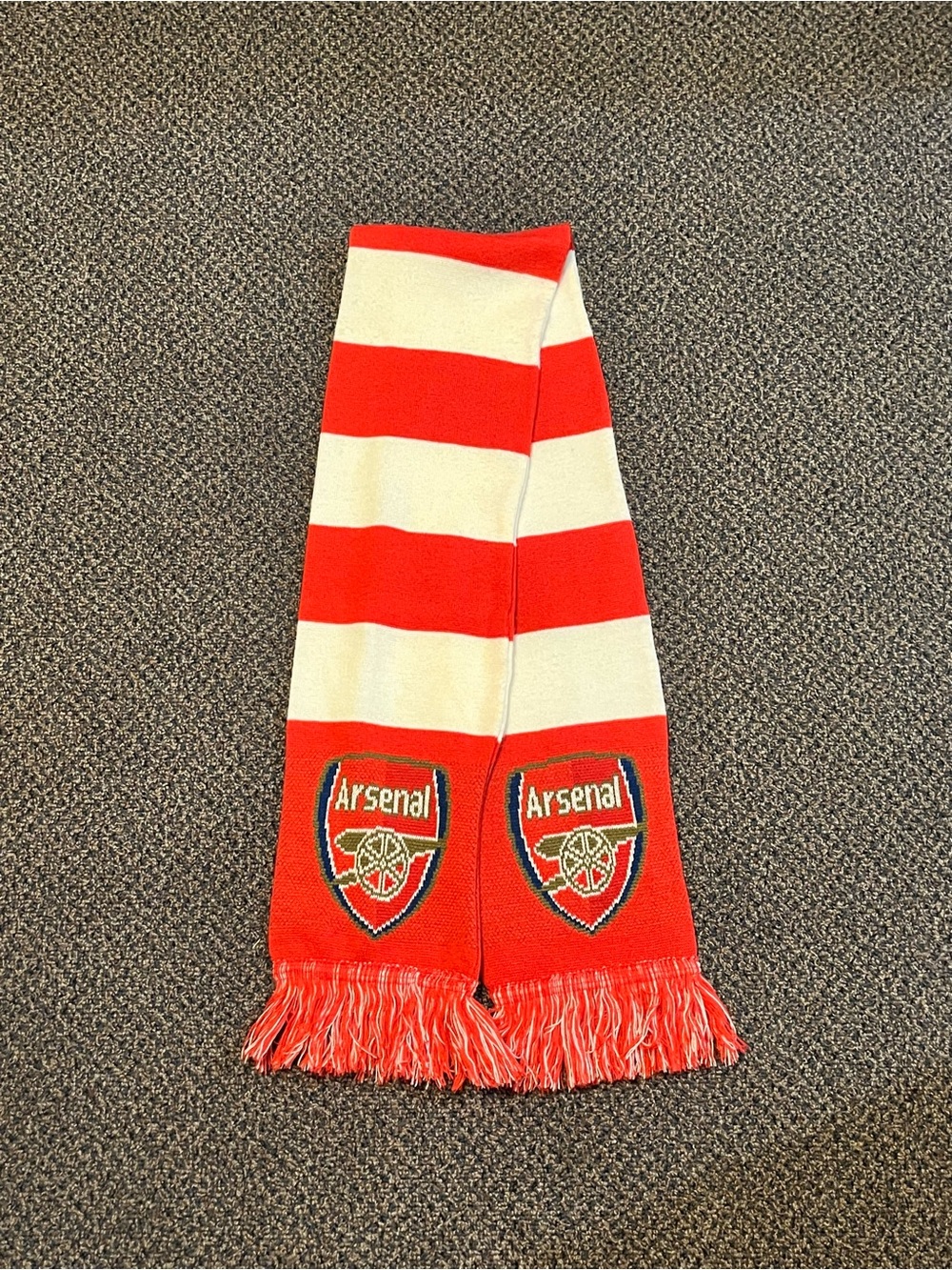 Arsenal Football Club Red and White Striped Soccer Scarf